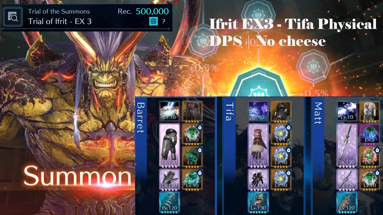 [FF7 Ever Crisis] Ifrit EX3 Clear - No DPS rush skip