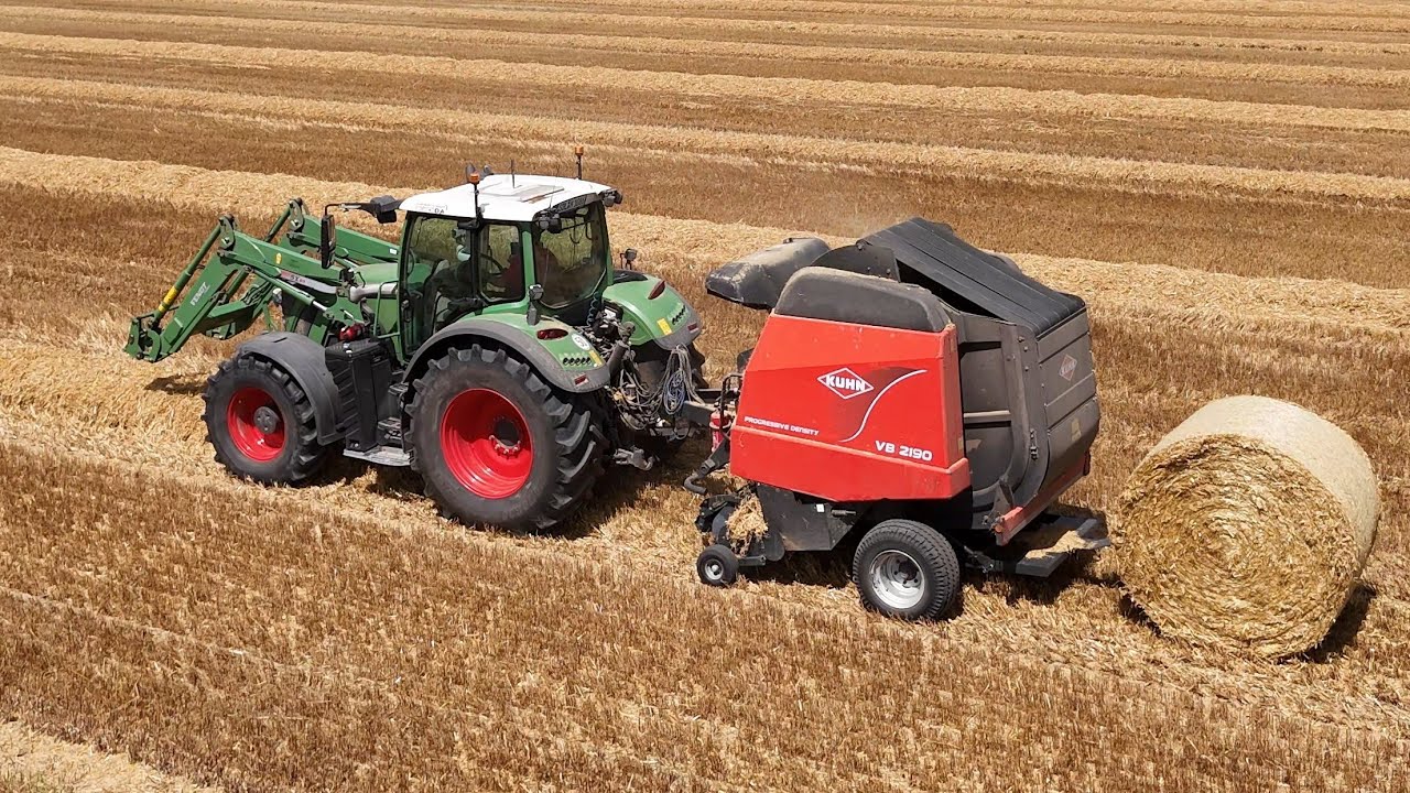 FENDT 724 mit einer KUHN VB 2190 Rundballenpresse / Ballen pressen 2024 / 4K