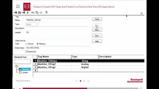 steps to create HMI Tags and Folders in a FTView ME application