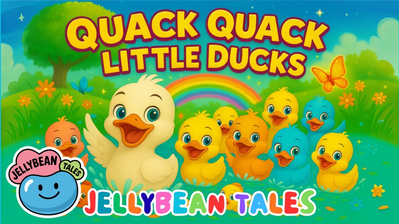 Quack Quack Little Ducks 🦆 🐥| Fun Duck Song for Kids | Jellybean Tales | Nursery Rhyme