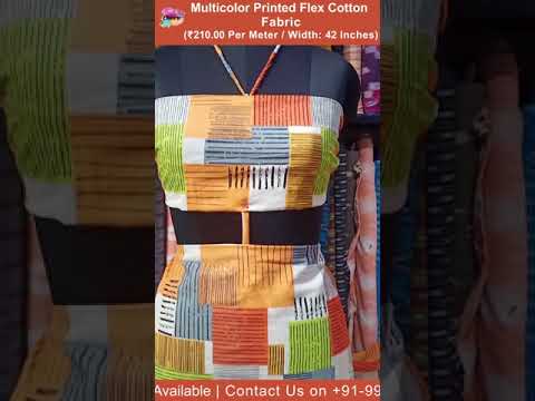 Multicoloured Printed Design on Cotton Flex Dress Material Fabric/ Draping Video