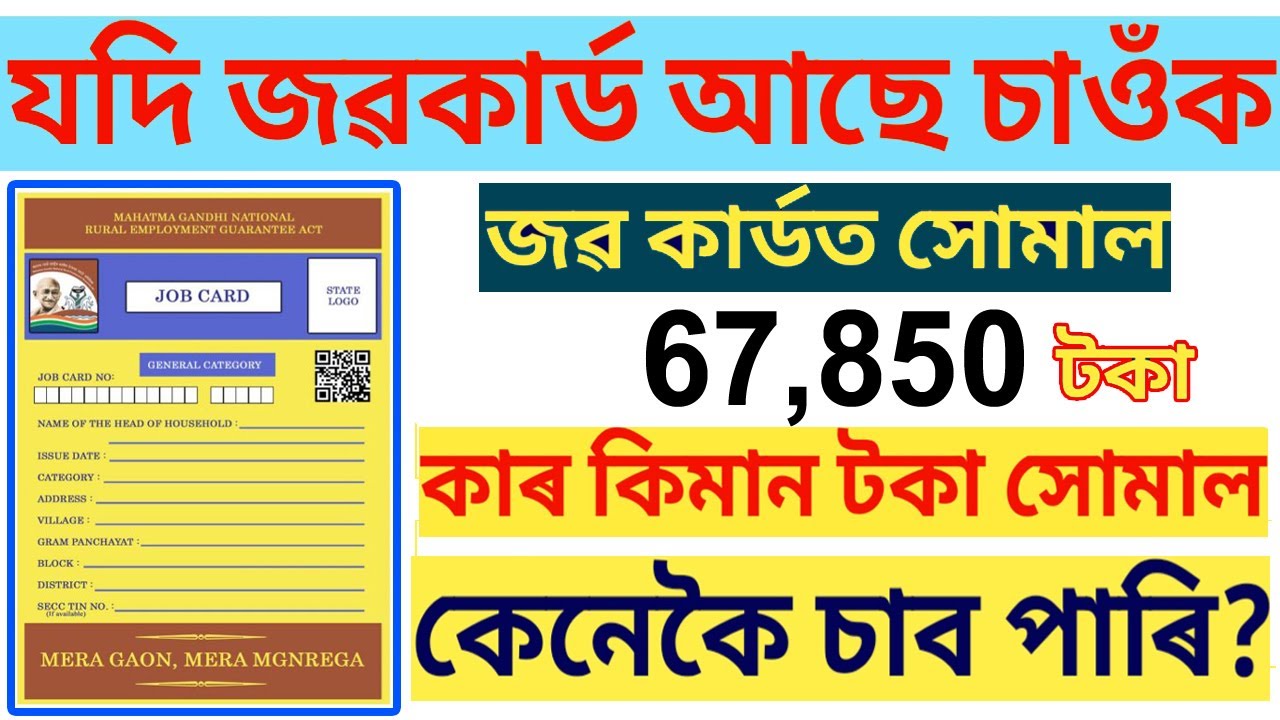 জৱ কাৰ্ড আছে যদি ভাল খৱৰ l জৱকাৰ্ডত সোমাল টকা l Jobcard Money Credit l MGNREGA Jobcard