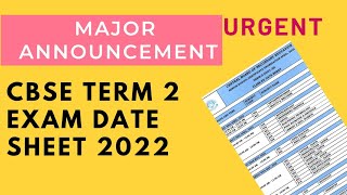 CBSE TERM 2 EXAM DATE SHEET 2022 class 12| CBSE TERM 2 BOARD EXAMS TIME TABLE |Falcon Fabian Academy