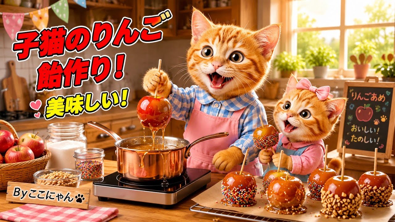 感動】 ここにゃん、屋台でりんご飴を初販売! 最後に見た花火で涙が