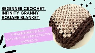 Beginner Crochet Infinity Granny Square Blanket #crochettutorial #crochetforbeginners #howtocrochet