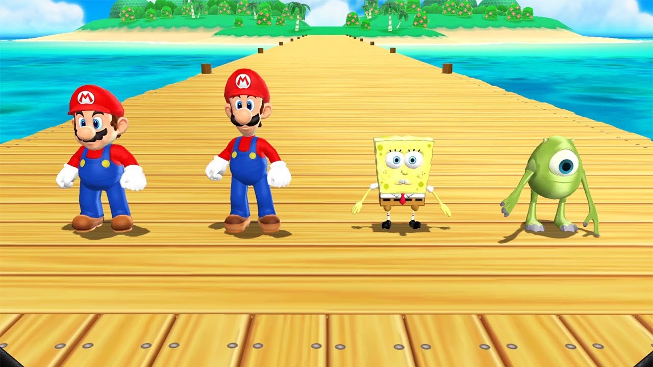 Mario Party 9 - All Minigames with SpongeBob 