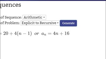 Arithmetic Sequences - Explicit to Recursive - FishMath.com