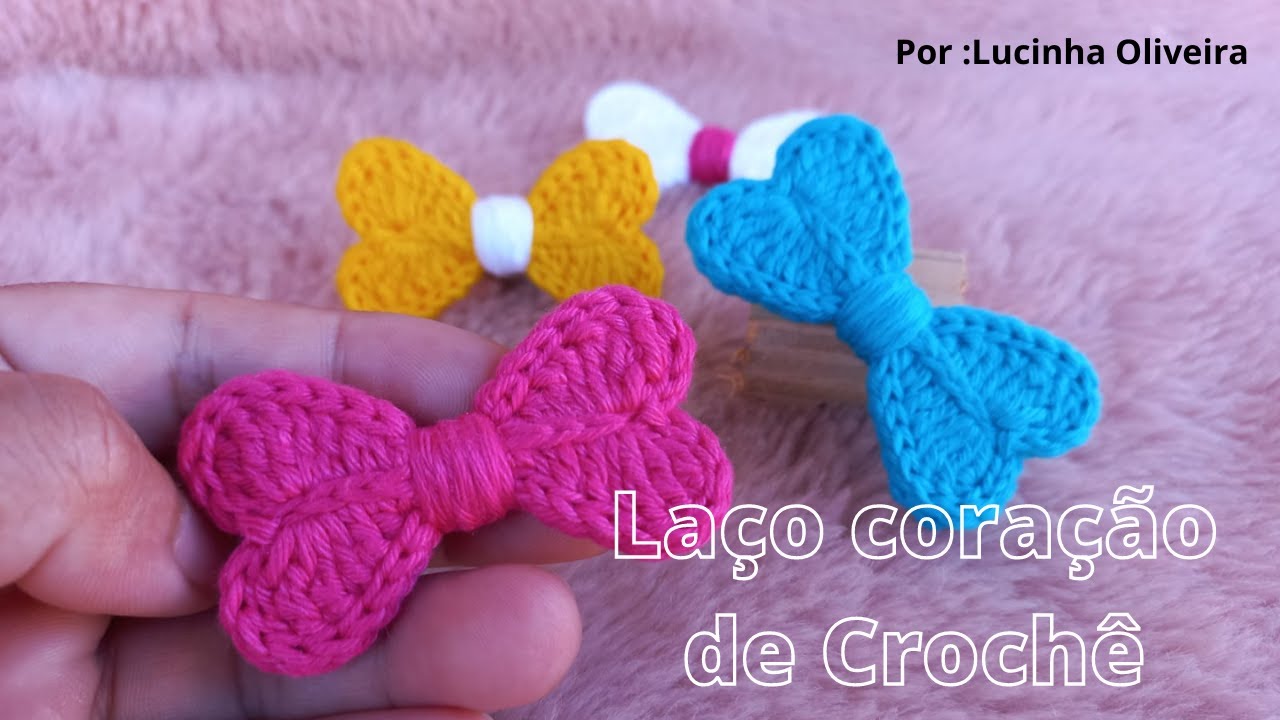 Laço coração de Crochê - 