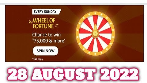 Amazon Funzone Every Sunday Wheel of Fortune Quiz Answers Today |28 AUGUST 2022 | Daily Quiz Time