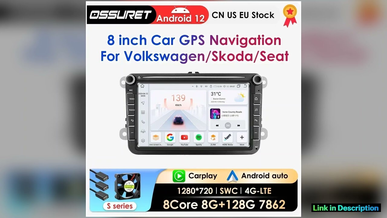 Carplay Android 12 Car Radio multimedia Player Audio Stereo GPS Navi For VW POLO GOLF 5 PASSAT SKOD