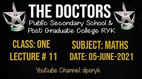 Class One Maths Lecture # 11 [05-June-2021] dpsryk