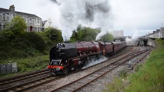 D46233 Duchess of Sutherland spins as she leaves Plymouth 28.4.19SC 0708