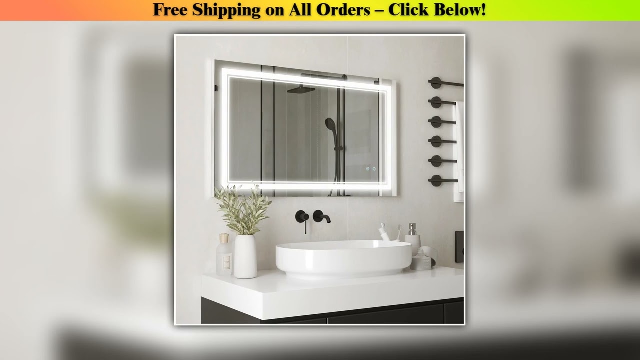 Kleankin bathroom mirror with LED light 100x60 cm touch switch 3 lights adjustable Wholesale Best