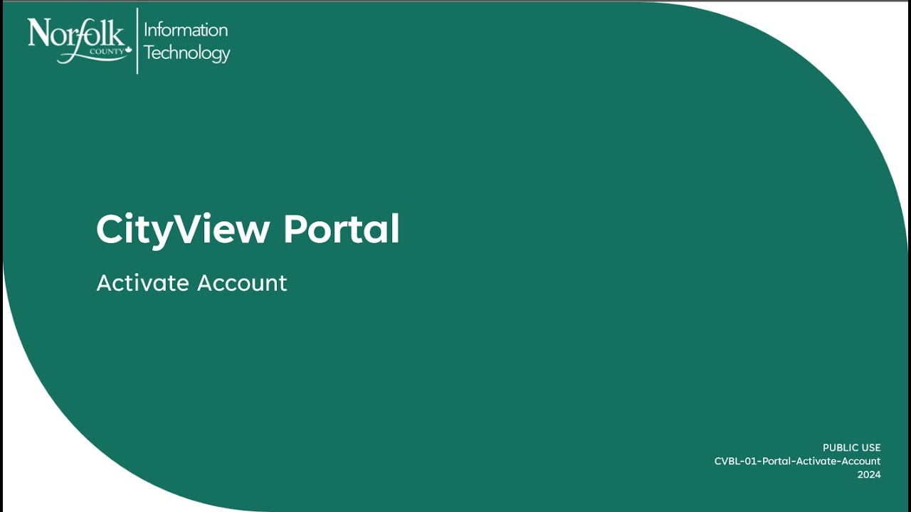Norfolk County CityView Portal - Activate Account