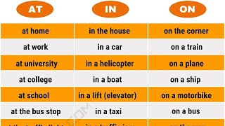 120  Prepositional Phrases with AT, IN, ON in English
