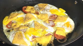 بيض بطريقة الشكشوكة/جميل للفطار او عشاء/freid eggs w vegetables /ايمن حسن.