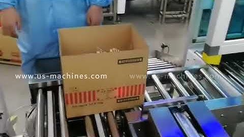 Autoamtic carton box erecting forming feeding robot hand cartoning machine with box sealer