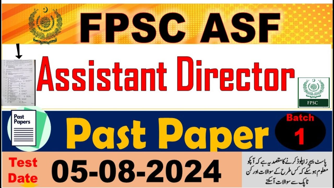 FPSC ASF Assistant Director AD solved paper held on 05/08/2024