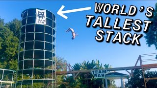 World’s Tallest Trampoline Stack *Flips And Tricks*