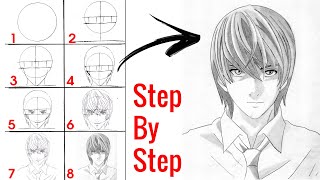 How to Draw Light Yagami Step by Step - Death Note