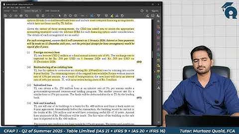 CFAP 1 | AAFR | Summer 2025 | Question No. 2 | Table Limited (IAS 21 + IFRS  9 + IAS 20 + IFRS 16)