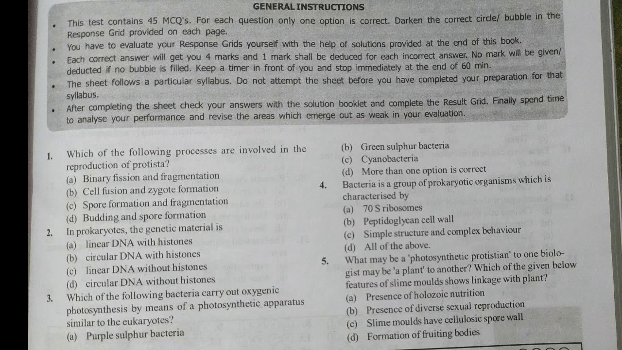 Biological classification mcq for neet 45 questions ug 2020 youtube
