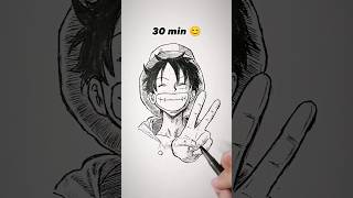 How to Draw Luffy in 10sec, 10mins, 10hrs 😳 #shorts #anime #drawing #luffy