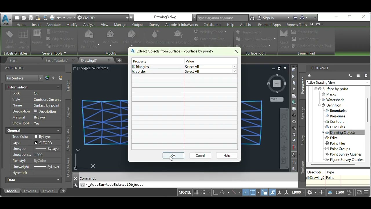 How to Create a Surface from 3D Faces in AutoCAD Civil 3D - YouTube