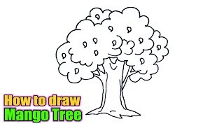 How to draw a Mango tree | sketch of Mango tree | Easy Step by Step
