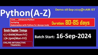 Information Python Demo | Scratch to Advanced | New batch | Sep 2024 | Vadlakonda Nagarjuna | +91 8099809099 News