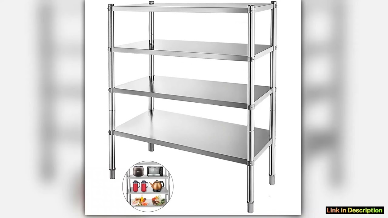SucceBuy 4Tier Stainless Steel Commercial Storage Rack Shelf for Kitchen Warehouse Garage Storing K