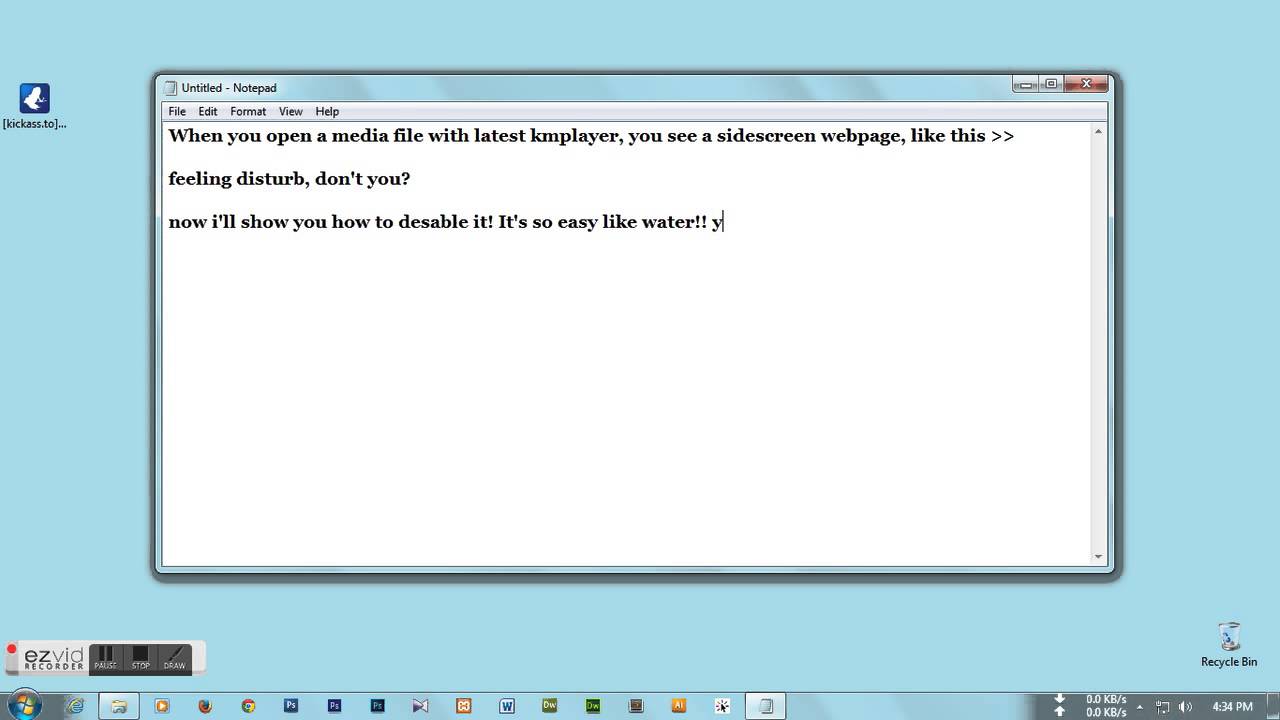 disable kmplayer sidescreen YouTube