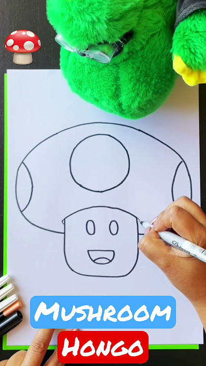 How to draw a mushroom | Toad from Super Mario | For kids 5 to 6 years old | Learn Spanish | Puppet