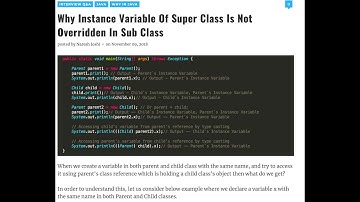 Why Instance Variable Of Super Class Is Not Overridden In Sub Class | Programming Mitra