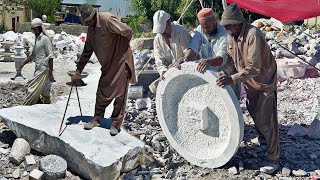 Antique Works, How to Carve A Big Stone Waterfall Plate 1.7 Meter weight 63KG