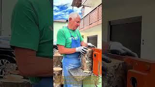 This Mechanical Log Splitter Destroys Wood Effortlessly: Watch This Powerful Machine Split Tough