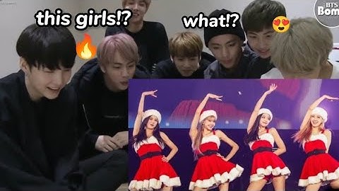 BTS reaction to Blackpink Jingle Bells 🔥😍 #btsreactiontoblackpink