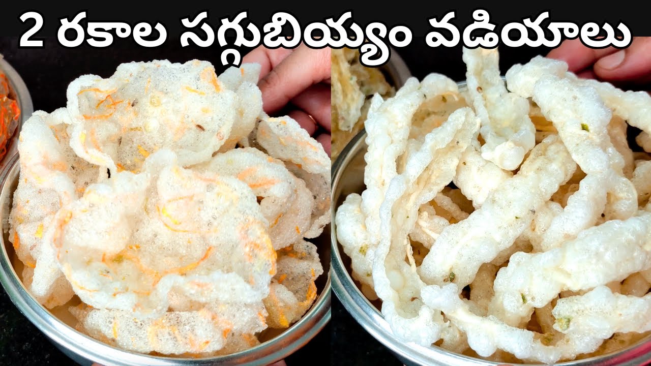 ఎండతోపనిలేకుండా ఆడుతూపాడుతూ పెట్టేసే 2 రకాల సగ్గుబియ్యం వడియాలు| Saggubiyyam Vadiyalu in Telugu