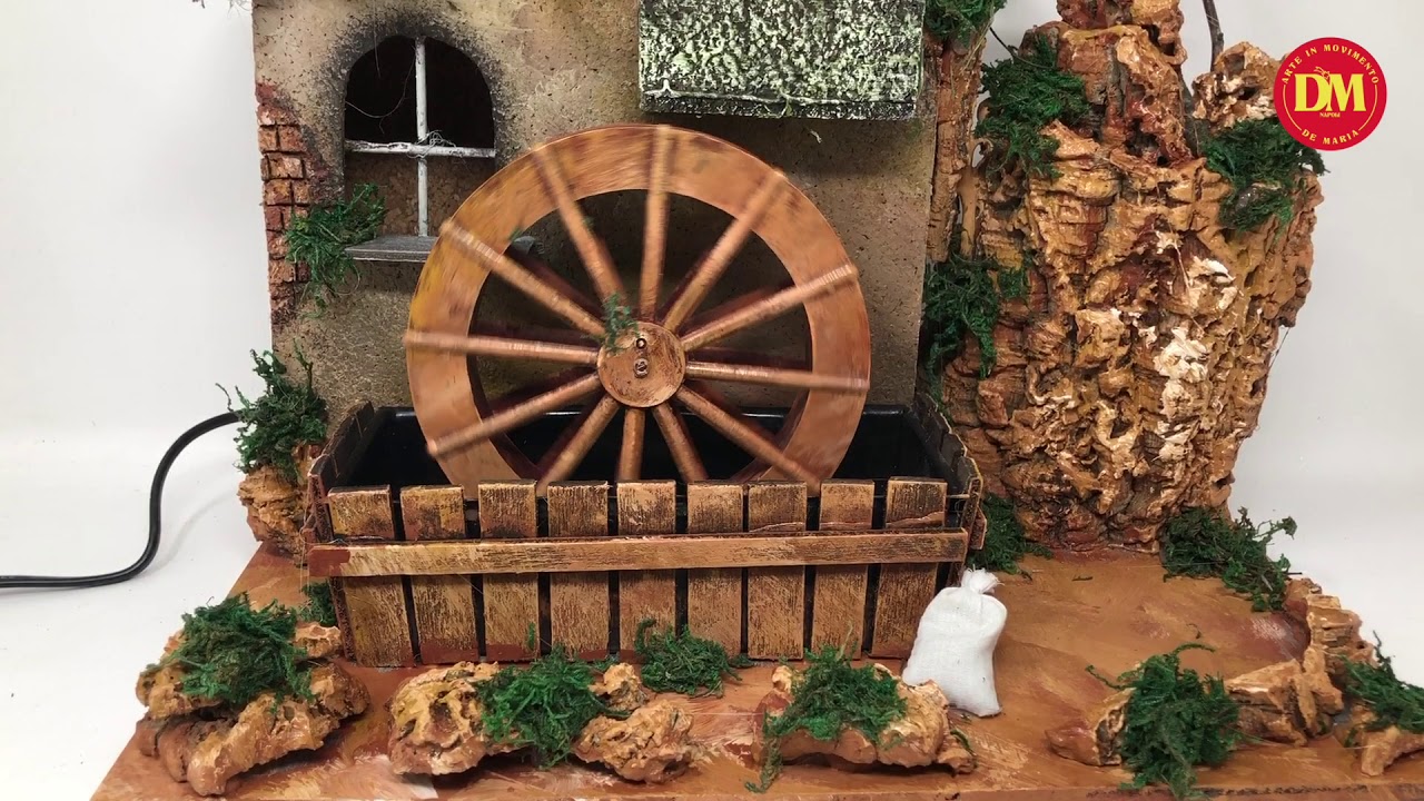 Mulino in sughero ad acqua per presepe artigianale fatto a mano - YouTube