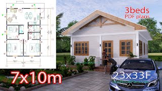 23x33 Simple House Design 7x10 Meter 3 Bedrooms PDF Full Plans