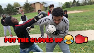 CRAZY PUT ON THE GLOVES 🥊🔥 ACTUAL BEEF 👀⚡  PUBLIC BOXING!!