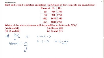 First and second ionization enthalpies (in KJ/mol) of few elements are given below:-