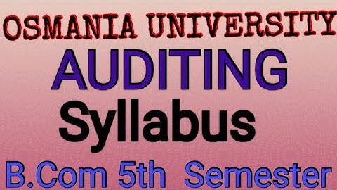 Auditing || Syllabus || B.Com(OU) 5th Semester || UG || Degree