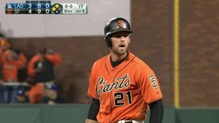 LAD@SF: Gillaspie hammers a two-run double to right