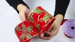 Celebrity Holly Flocked Wired Ribbon Wealth