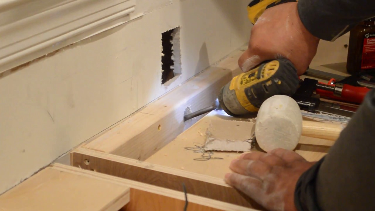 Reston Kitchen Remodel Drilling Holes for Wiring & Plumbing