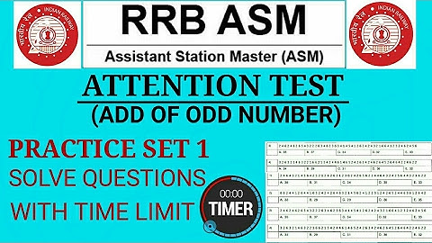 ATTENTION TEST 01(ADD OF ODD NUMBERS) || PRACTICE SET WITH TIME LIMIT || RRB NTPC 2015