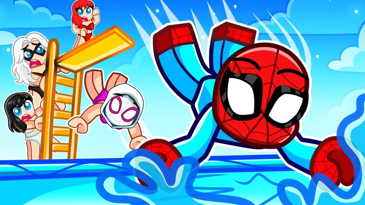 SPIDERMAN DIVES 967,766,563 FEET In Roblox Dive in A Pool With CRAZY FAN GIRLS....