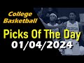 College Basketball Picks &amp; Predictions Today 1/4/24