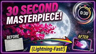 How I Painted This Moonlight Scene in 5 Minutes (Time-Lapse Process)